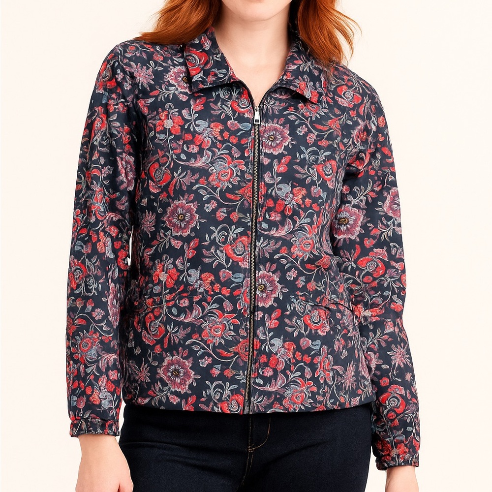 Pendleton Alberta Arts Multicolored Pink Floral Lightweight Zip Up Fall Jacket